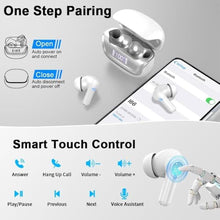 Load image into Gallery viewer, Wireless Earbuds, Bluetooth 5.4 Headphones with 4 ENC Noise Cancelling Mic, 45Hrs Playtime Bluetooth Earphones HiFi Stereo Deep Bass, in Ear Earbuds IP7 Waterproof, Wireless Headphones Silver White, milkywhite_1841