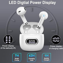 Load image into Gallery viewer, Wireless Earbuds, Bluetooth Headphones, Stereo Bass Ear Buds with ENC Noise Cancelling Mics,42H Bluetooth Earbuds with LED Display Charging Case, IP7 Waterproof Earphones for Android iOS/Glass white, Glasswhite_726