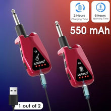 Load image into Gallery viewer, Wireless Guitar System Transmitter Receiver: UHF Cordless 164 Feet Range - 6 Channels USB-C Rechargeable Audio, 220 Rotatable Plug Design for Guitar Bass and Electric Instruments(Red)_4775