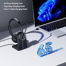 Load image into Gallery viewer, Wireless Headset with Mic for Work, Bluetooth Headset with Microphone (Noise Cancelling & Mute Button), Wireless Headphones with Mic for Work from Home/Office/PC/Call Center/Computer/Laptop/Teams/Zoom, Black_23
