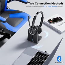 Load image into Gallery viewer, Wireless Headset with Mic for Work, Bluetooth Headset with Microphone (Noise Cancelling & Mute Button), Wireless Headphones with Mic for Work from Home/Office/PC/Call Center/Computer/Laptop/Teams/Zoom, Black_24