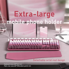 Load image into Gallery viewer, Wireless Keyboard and Mouse, Colorful 104-Key QWERTY with Round Keys, Phone Holder, Wrist Rest, Power Buttons, 2.4GHz USB for PC Laptop (Rose Red Gradient), RoseRedGradient_1930