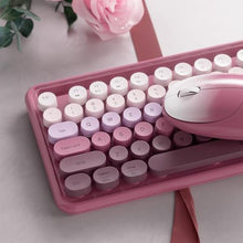 Load image into Gallery viewer, Wireless Keyboard and Mouse, Colorful 104-Key QWERTY with Round Keys, Phone Holder, Wrist Rest, Power Buttons, 2.4GHz USB for PC Laptop (Rose Red Gradient), RoseRedGradient_1931