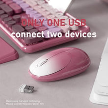 Load image into Gallery viewer, Wireless Keyboard and Mouse, Colorful 104-Key QWERTY with Round Keys, Phone Holder, Wrist Rest, Power Buttons, 2.4GHz USB for PC Laptop (Rose Red Gradient), RoseRedGradient_1932