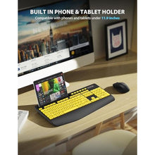 Load image into Gallery viewer, Wireless Keyboard and Mouse Combo - Large Print Ergonomic Keyboard with Wrist Rest, Phone Holder, Sleep Mode, Silent 2.4GHz Keyboard Mouse Set for Computer, Laptop, PC, Mac, Windows - Trueque_1210