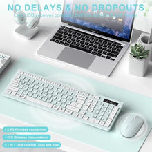 Load image into Gallery viewer, Wireless Keyboard and Mouse Combo Silent for Office and Home(Mint Green), MintGreenandwhite_444