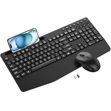 Load image into Gallery viewer, Wireless Keyboard and Mouse Combo with Palm Rest, Phone Holder, Full-Size Quiet Wireless Ergonomic Keyboard and Mouse, Comfortable Natural Typing Compatible for Windows, Laptop, Mac, PC, BlackGraphite_1