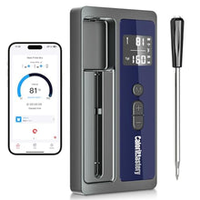 Load image into Gallery viewer, Wireless Meat Thermometer: 500FT Bluetooth Smart Meat Thermometer for Cooking and Grilling, CaloriMastery Digital Food Thermometer with Ultra-Thin Probe for Oven Safe, Kitchen, Smoker, BBQ, DarkBlue_1