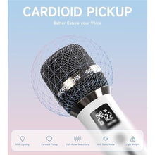 Load image into Gallery viewer, Wireless Microphones, Microphone with One-to-One Chip Connection and LED Lights, 40H Duration, 200FT Range Receiving, Volume Control Karaoke Microphone for Singing, Speech, Home Party, YouTube/TikTok, White_5587