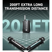 Load image into Gallery viewer, Wireless Microphones, Professional Dual Wireless Microphone with 240 ft Effective Range, 3ms Transmission Rate, Studio Grade Sound Pick Up Mic Head, Metal Body, Microphone for Singing, Speech, Grey_5584