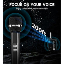 Load image into Gallery viewer, Wireless Microphones, Wireless Microphone with One-to-One Chip Connection, Less latency, 200FT Range, 40H Rechargeable Battery,Plug and Play, Ergonomic Design, Microphone for Singing, Speaker, Party, AQ_5565
