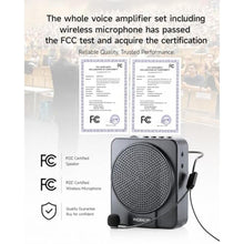 Load image into Gallery viewer, Wireless Voice Amplifier for Teachers, Original Voice Speaker with Wire and Wireless Microphones, Portable Speaker Megaphone for Classroom, Training, Meeting, Instructors, Coaches, Games, XWirelssmAh_3348
