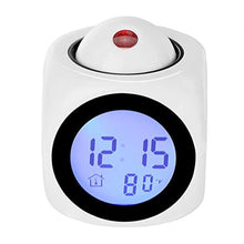 Load image into Gallery viewer, with Voice Talking LED Time Temperature for BedroomProjection Alarm Clock for Bedrooms Digital Voice Report Alarm Clock 12/24 HDigital Electric Clocks Projection On Ceiling, Bedside, Office (White)_1323