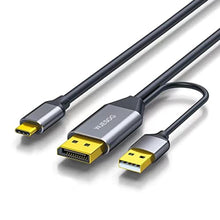 Load image into Gallery viewer, WJESOG DisplayPort to USB C Cable 6.6ft 4K@60Hz with USB Cable Adapter,DP Male to Type-C Male Converter Support Touch with Nreal Air VR, MacBook Pro/Air 2020/2018, iPad Pro/Air, XPS, Black_1