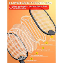 Load image into Gallery viewer, WOCVRYY Electric Fly Swatter Foldable Bug Zapper Racket with 4000V 1800mAh Rechargeable Battery 5-Layer Safety Mesh Dual Modes with Mosquito Light Suitable for Indoor or Outdoor Use(Black)_2706