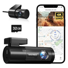Load image into Gallery viewer, WOLFBOX 4K Dash Cam Front and Rear, WiFi UHD 2160P/1080P Mini Dash Camera for Cars,32GB Card Included,Built-in GPS,WDR,Night Vision,24H Parking Mode, G-Sensor, Loop Recording,Supports 256GB Max, Black_1