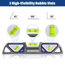 Load image into Gallery viewer, WORKPRO 10-Inch Magnetic Torpedo Level, Patented Double-View Design, Die-Cast Aluminum Alloy Construction, 3 Bubble Vials for 0/90/45 Measurements_3041