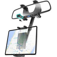 Load image into Gallery viewer, Wukanleng Car Rear View Mirror Tablet Holder, RearView Mirror Phone Mount with Universal 360 Rotatable Retractable Arm for Car SUV Truck Fits iPad Pro 12.9/Air/Mini, Galaxy Z, Garmin, 4-13'' Devices, Black_1