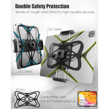 Load image into Gallery viewer, Wukanleng Motorcycle Phone Tablet Mount for 3/4"-11/4" Handlebar, Dual Protection Bike Tablet Holder Fits 4-11" Devices, Bicycle Scooter Handlebar Clamp for iPad Pro/Air/Mini, Galaxy Tab Z Fold, Black_4736