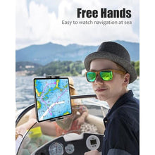 Load image into Gallery viewer, Wukanleng Tablet Holder for Boat Helm Bar Post Rod, 360 Rotation Universal Boat Handlebar Clamp Mount with Aluminum Alloy Base Compatible with iPad Pro 12.9/Air/Mini, Smartphones More Devices 4-13'', Black_4858