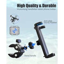 Load image into Gallery viewer, Wukanleng Tablet Holder for Boat Helm Bar Post Rod, 360 Rotation Universal Boat Handlebar Clamp Mount with Aluminum Alloy Base Compatible with iPad Pro 12.9/Air/Mini, Smartphones More Devices 4-13'', Black_4859