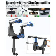 Load image into Gallery viewer, Wukanleng Tablet Holder for Car Rear View Mirror, Retractable Rearview Mirror Phone Mount, 360Rotatable GPS Holder Stand Compatible with iPad Pro 12.9 Air Mini, Samsung Galaxy Z, 4-12.9" Devices, Black_4539