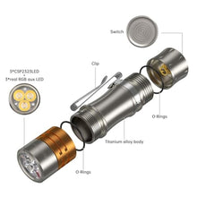 Load image into Gallery viewer, Wurkkos TS10 V2 6000K Pocket EDC Flashlight Titanium Alloy-Mini 90CRI LED Flashlight with Rechargeable Battery,1-1400 Lumen Brightness,3Pcs Color Aux LED,Anduril 2.0 UI, Greyk_1650