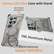 Load image into Gallery viewer, XAOVUIR for Samsung Galaxy S26 Ultra Case with Magnetic Stand, Frameless Metal S26 Ultra Slim Case with S Pen Cutout, Drop-Proof Protective Cover for Galaxy S26Ultra with Rotatable Kickstand, Sliver, Silver_912