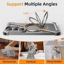 Load image into Gallery viewer, XAOVUIR for Samsung Galaxy S26 Ultra Case with Magnetic Stand, Frameless Metal S26 Ultra Slim Case with S Pen Cutout, Drop-Proof Protective Cover for Galaxy S26Ultra with Rotatable Kickstand, Sliver, Silver_913