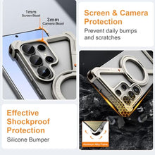 Load image into Gallery viewer, XAOVUIR for Samsung Galaxy S26 Ultra Case with Magnetic Stand, Frameless Metal S26 Ultra Slim Case with S Pen Cutout, Drop-Proof Protective Cover for Galaxy S26Ultra with Rotatable Kickstand, Sliver, Silver_914