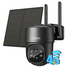 Load image into Gallery viewer, Xega 4G LTE Solar Cellular Security Camera with SIM Card, No WiFi Needed, Black_1