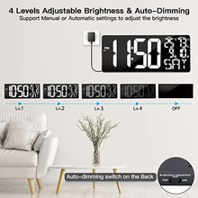 Load image into Gallery viewer, Xflyee 18 Inch Oversized Digital Wall Clock with Remote Control, Auto-Dimming, Temperature, Date/Day of Week, Large Display, Multi-Functional, White_802