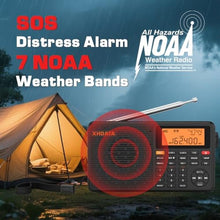 Load image into Gallery viewer, XHDATA D109WB Portable AM/FM/SW/LW/WB Weather Radio Shortwave Radio Receiver with NOAA Alert, Battery Operated Great Sound Wireless BT Mp3 Speaker, SOS Alert Alarm Clock Sleep Function, Black_7358
