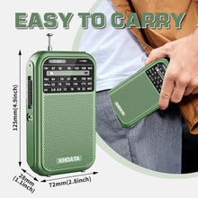 Load image into Gallery viewer, XHDATA D220 Portable AM FM SW Shortwave Receiver Pocket Radio, 2 AA Battery Operated, Transistor Radios with Excellent Reception for Family or Elder (Green)_703