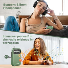 Load image into Gallery viewer, XHDATA D220 Portable AM FM SW Shortwave Receiver Pocket Radio, 2 AA Battery Operated, Transistor Radios with Excellent Reception for Family or Elder (Green)_705