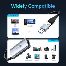 Load image into Gallery viewer, XIIXMASK USB 3.0 Video Capture Card with 100W PD - HDMI to USB/USB-C Capture Card 1440P 30fps & 1080P 60fps Video Capture Device for Streaming, Game Recording, Compatible for Quest 3, Switch, PS4/PS5, silver_1402
