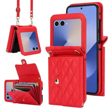 Load image into Gallery viewer, XIMAND for Samsung Galaxy Z Flip 7 Accordion Crossbody Wallet Case, 4 Card Slots, RFID Blocking, and Adjustable Strap - Stylish and Versatile Accessory.(Red)_1