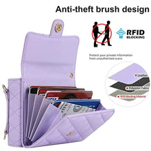 Load image into Gallery viewer, XIMAND for Samsung Galaxy Z Flip 7 Accordion Crossbody Wallet Case, 4 Card Slots, RFID Blocking, and Adjustable Strap - Stylish and Versatile Accessory.(Purple)_4387