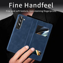 Load image into Gallery viewer, XIMAND for Samsung Galaxy Z Fold 6 Maghetic Flip Folding Case, Open Window Design, High Luxurious Business Napa Leather Hidden Kickstand Full Body Hinge Protective Slim Cover - Blue_3207