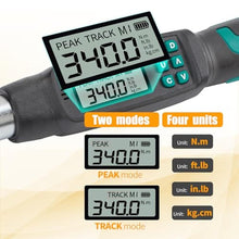 Load image into Gallery viewer, XLIT 1/2 Digital Torque Wrench Set 7.5-250.8 ft-lb/10.2-340 Nm, 2% Accuracy, LED & Buzzer Alerts, with 3 Adapters (1/4", 3/8"& Extension Bar), Industrial CR-V Steel for Car, Motorcycle, Bike Repair, Black_5466