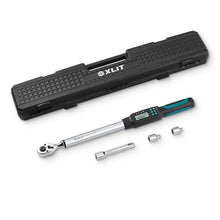 Load image into Gallery viewer, XLIT 1/2 Digital Torque Wrench Set 8.9-295 ft-lb/12-400 Nm, 2% Accuracy, LED & Buzzer Alerts, with 3 Adapters (1/4", 3/8"& Extension Bar), Industrial CR-V Steel for Car, Motorcycle, Bike Repair, Black_1