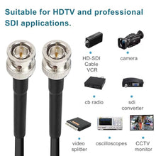 Load image into Gallery viewer, XRDS -RF 12G SDI Cables 25FT, SDI Video Cable 3G/6G/12G 75ohm BNC Male Cable Supports HD-SDI/3G/6G-SDI/4K/8K for Video Security Camera SDI Converter, Black_412