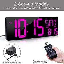 Load image into Gallery viewer, XREXS 17.2 Inch Large Digital Wall Clock with Remote Control, Purple_8510