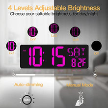 Load image into Gallery viewer, XREXS 17.2 Inch Large Digital Wall Clock with Remote Control, Purple_8512