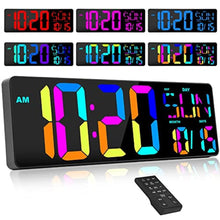 Load image into Gallery viewer, XREXS 17.2" Large Digital Wall Clock RGB Color Changing with Remote Control, Multicolor_1