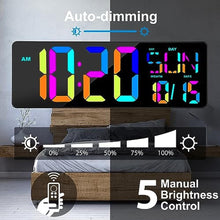 Load image into Gallery viewer, XREXS 17.2" Large Digital Wall Clock RGB Color Changing with Remote Control, Multicolor_8767