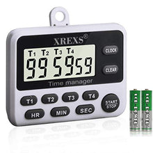 Load image into Gallery viewer, XREXS 4 Channel Digital Kitchen Timer Clock with Large LCD Display, White_1
