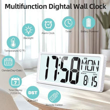 Load image into Gallery viewer, XREXS Large Digital Wall Clock Battery Operated with Backlight, White_606