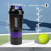 Load image into Gallery viewer, XTKS Shaker Bottle - Protein Shaker Cup with Storage Compartments - Leak-proof Workout Shake Bottles with Mixer for Smooth Mixing-500ML/16oz (PURPLE & BLACK)_1124