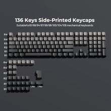 Load image into Gallery viewer, XVX PBT Keycaps - Side Printed Keycaps 60 65 75 100 Percent, Double Shot Shine Through Custom Key caps, Gradient Gray 136 Keys Set, OEM Profile, Minimalist Style for Cherry Gateron MX Switche Keyboard_7843